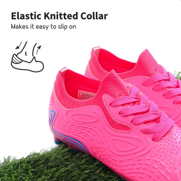 Kids Contoured Upper Soccer Shoes - HOT PINK ROYAL BLUE - 2